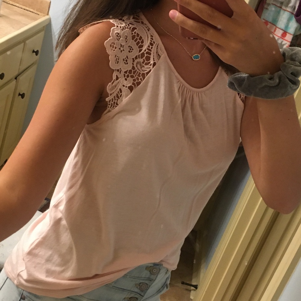 Sleeveless Pale Pink Lace Top H&M